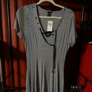hot topic striped dress small lace up skater